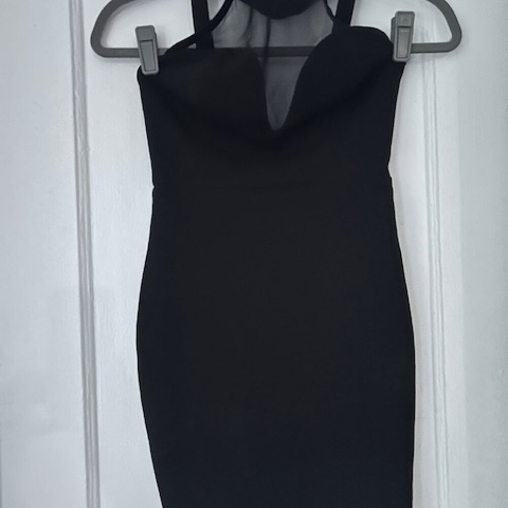 "SEEK" Fitted Black Mesh Dress